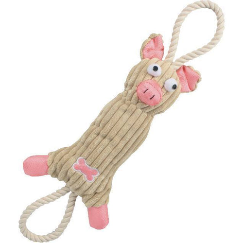 Load image into Gallery viewer, Pet Life ® 'Plush Cow' Natural Jute Rope and Squeak Tugging Plush Dog Toy
