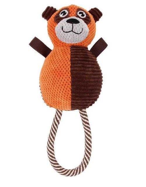 Load image into Gallery viewer, Pet Life ® 'Huggabear' Natural Jute Squeaking and Tug Plush Dog Toy
