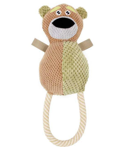 Pet Life ® 'Huggabear' Natural Jute Squeaking and Tug Plush Dog Toy
