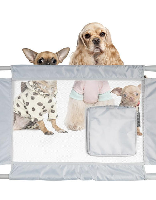 Load image into Gallery viewer, Pet Life ® 'Porta Gate' Anti-Drilling Nylon Mesh Collapsible Folding Travel Safety Pet Cat Dog Gate w/ Zippered Entrance
