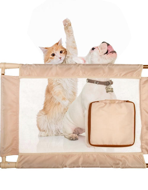 Load image into Gallery viewer, Pet Life ® 'Porta Gate' Anti-Drilling Nylon Mesh Collapsible Folding Travel Safety Pet Cat Dog Gate w/ Zippered Entrance
