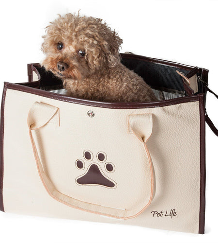 Pet Life ® 'Posh Paw' Elegant Leatherette Designer Fashion Travel Pet Dog Carrier Tote