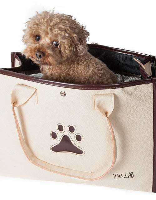 Load image into Gallery viewer, Pet Life ® 'Posh Paw' Elegant Leatherette Designer Fashion Travel Pet Dog Carrier Tote
