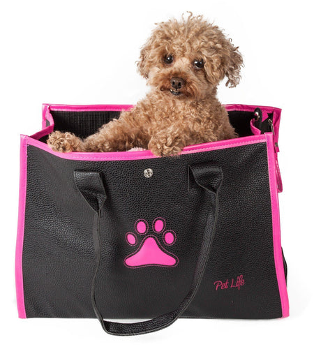 Pet Life ® 'Posh Paw' Elegant Leatherette Designer Fashion Travel Pet Dog Carrier Tote