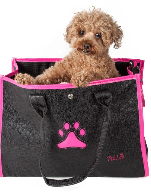 Load image into Gallery viewer, Pet Life ® 'Posh Paw' Elegant Leatherette Designer Fashion Travel Pet Dog Carrier Tote
