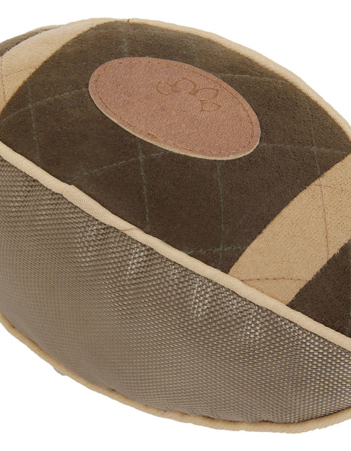 Load image into Gallery viewer, Pet Life ® 'Pugskin' Durable Oxford Nylon and Mesh Plush Squeaky Football Dog Toy
