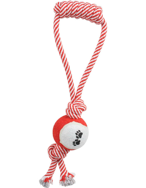 Load image into Gallery viewer, Pet Life ® 'Pull Away' All Natural Jute Rope and Tennis Ball Dog Toy

