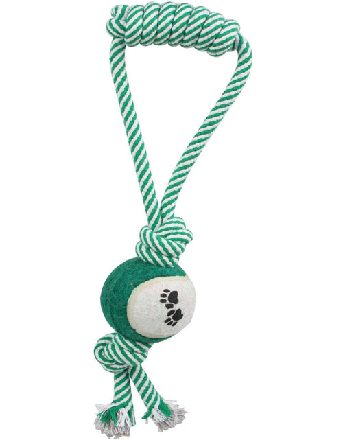 Load image into Gallery viewer, Pet Life ® 'Pull Away' All Natural Jute Rope and Tennis Ball Dog Toy
