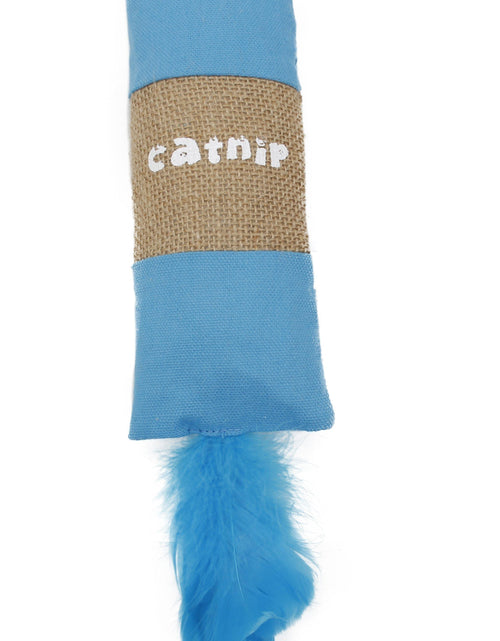 Load image into Gallery viewer, Pet Life ® 'Duffle Feathered' Squeak and Crinkle Teaser Plush Cat Toy
