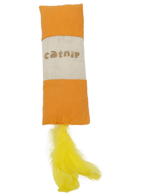 Load image into Gallery viewer, Pet Life ® 'Duffle Feathered' Squeak and Crinkle Teaser Plush Cat Toy

