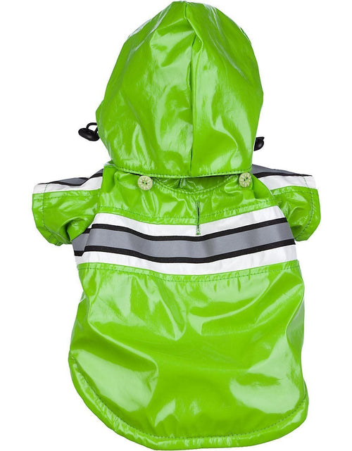 Load image into Gallery viewer, Pet Life ® 'Reflecta-Glow' Reflective Waterproof Adjustable Dog Raincoat Jacket w/ Removable Hood
