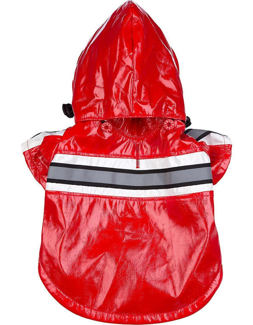 Load image into Gallery viewer, Pet Life ® 'Reflecta-Glow' Reflective Waterproof Adjustable Dog Raincoat Jacket w/ Removable Hood
