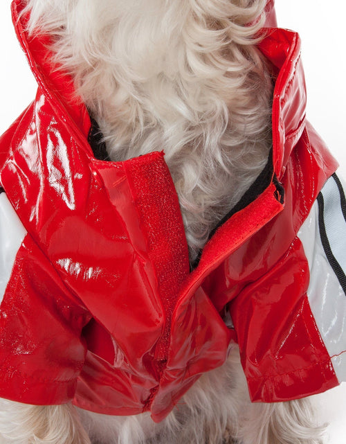 Load image into Gallery viewer, Pet Life ® 'Reflecta-Glow' Reflective Waterproof Adjustable Dog Raincoat Jacket w/ Removable Hood
