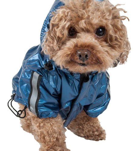 Pet Life ® 'Reflecta-Sport' Multi-Adjustable Reflective Weather-Proof Dog Raincoat w/ Removable Hood