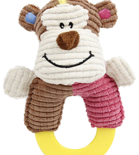 Pet Life ® 'Ring-O-Round' Plush Squeaking and Rubber Teething Newborn Puppy Dog Toy