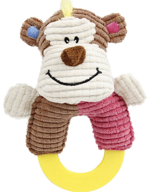 Load image into Gallery viewer, Pet Life ® 'Ring-O-Round' Plush Squeaking and Rubber Teething Newborn Puppy Dog Toy
