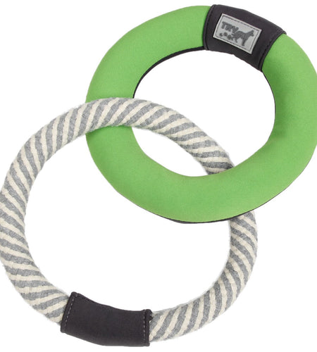 Pet Life ® 'Ring Toss' Dual-Connecting Jute Rope and Floating Ring Dog Toy