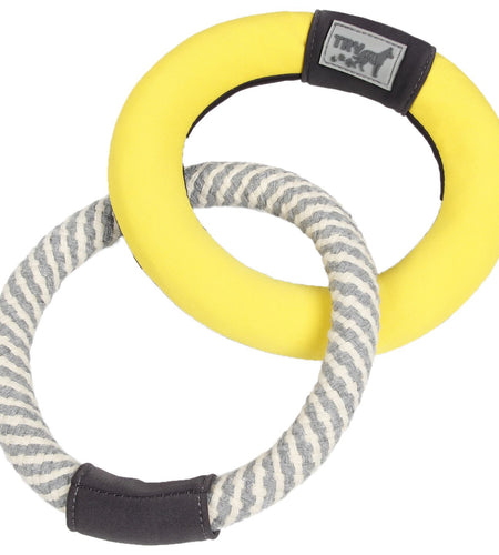 Pet Life ® 'Ring Toss' Dual-Connecting Jute Rope and Floating Ring Dog Toy