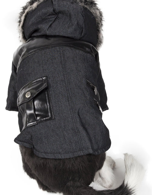 Load image into Gallery viewer, Pet Life ® 'Ruff-Choppered' Denim Fashioned Wool Dog Coat Jacket
