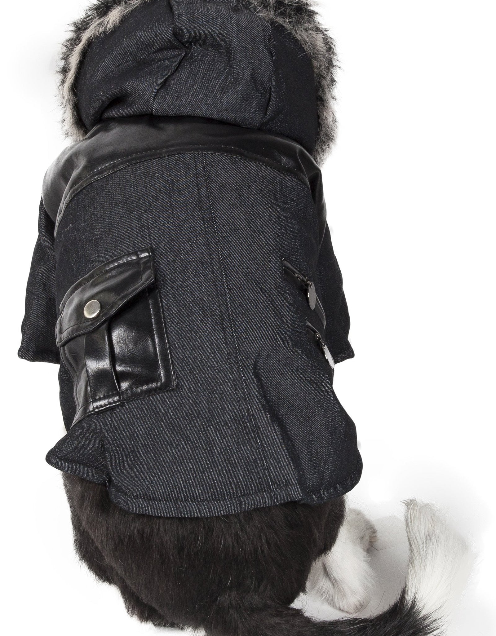 Pet Life ® 'Ruff-Choppered' Denim Fashioned Wool Dog Coat Jacket