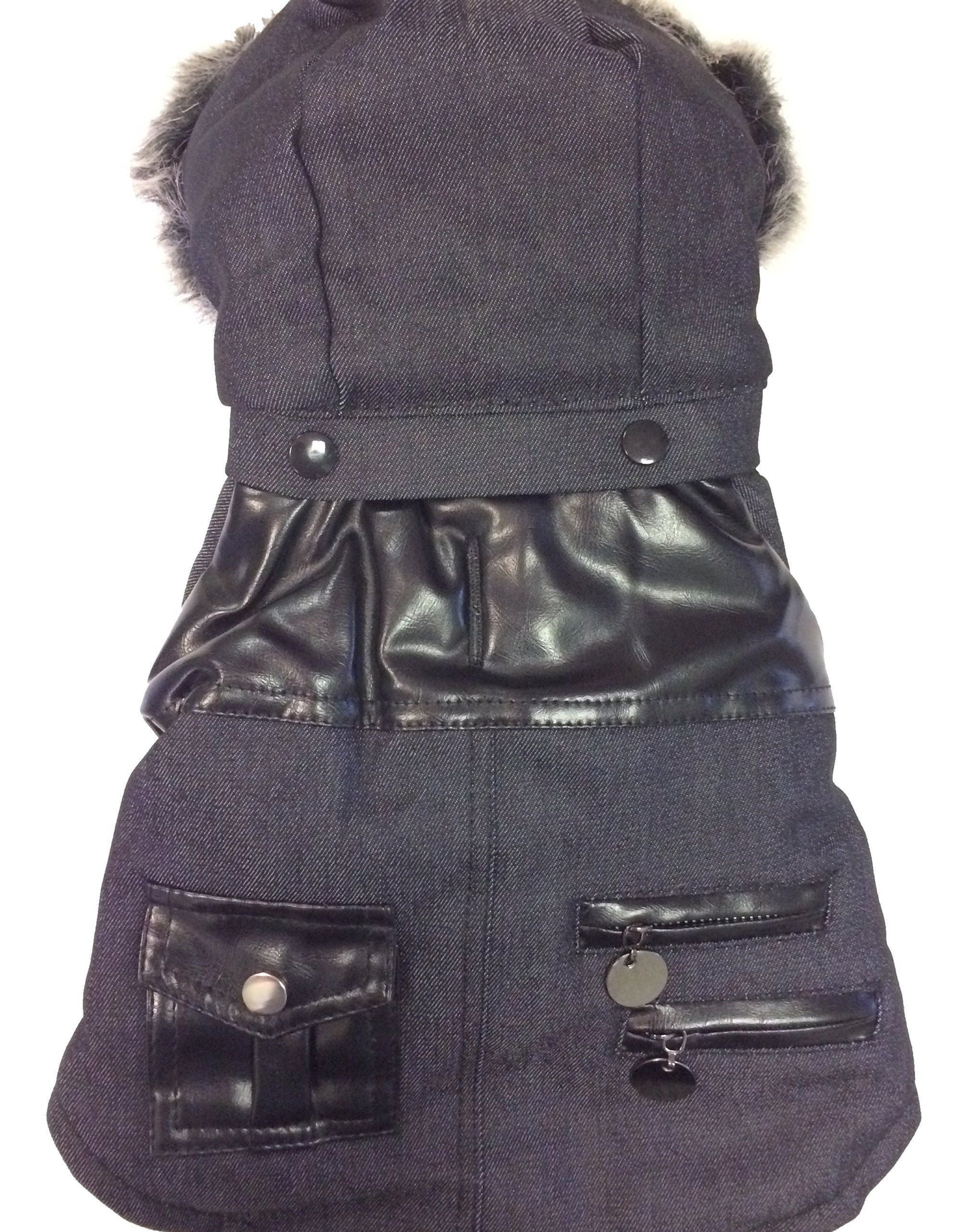 Pet Life ® 'Ruff-Choppered' Denim Fashioned Wool Dog Coat Jacket
