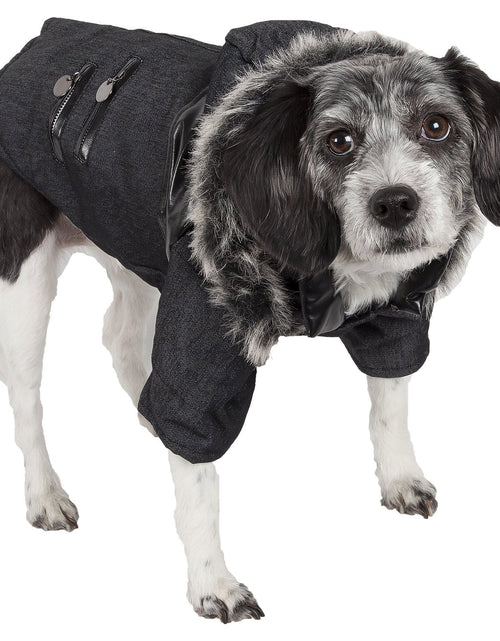 Load image into Gallery viewer, Pet Life ® 'Ruff-Choppered' Denim Fashioned Wool Dog Coat Jacket
