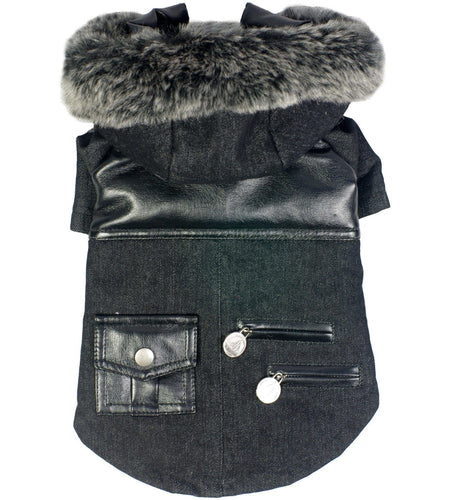 Pet Life ® 'Ruff-Choppered' Denim Fashioned Wool Dog Coat Jacket