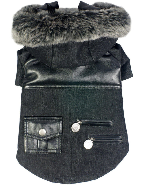 Load image into Gallery viewer, Pet Life ® 'Ruff-Choppered' Denim Fashioned Wool Dog Coat Jacket
