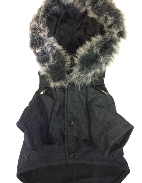 Load image into Gallery viewer, Pet Life ® 'Ruff-Choppered' Denim Fashioned Wool Dog Coat Jacket
