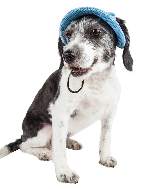 Load image into Gallery viewer, Pet Life ®  'Sea Spot Sun' UV Protectant Adjustable Fashion Mesh Brimmed Dog Hat Cap
