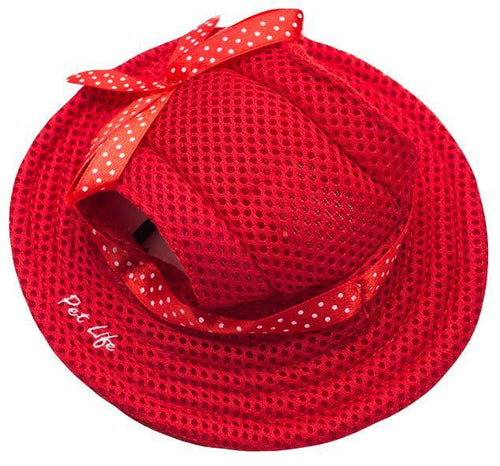 Load image into Gallery viewer, Pet Life ®  'Sea Spot Sun' UV Protectant Adjustable Fashion Mesh Brimmed Dog Hat Cap
