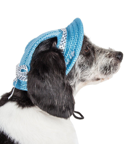 Pet Life ®  'Sea Spot Sun' UV Protectant Adjustable Fashion Mesh Brimmed Dog Hat Cap