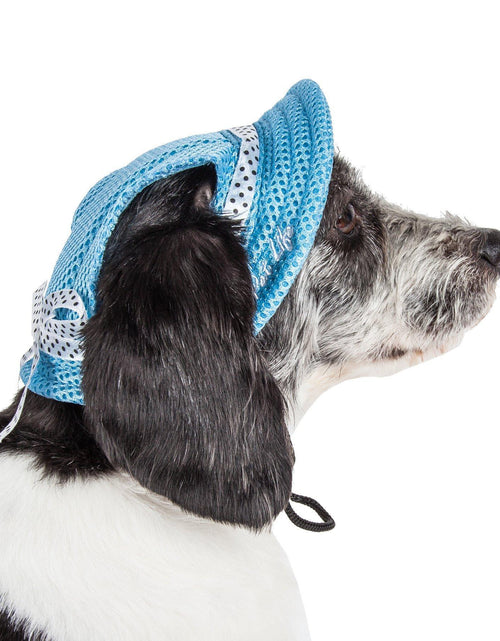 Load image into Gallery viewer, Pet Life ®  'Sea Spot Sun' UV Protectant Adjustable Fashion Mesh Brimmed Dog Hat Cap
