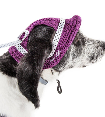Pet Life ®  'Sea Spot Sun' UV Protectant Adjustable Fashion Mesh Brimmed Dog Hat Cap