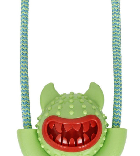 Pet Life ® 'Sling-Away' Tug and Squeak Natural Jute and Rubber Dog Toy