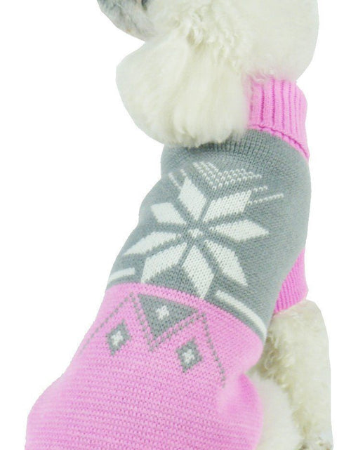 Load image into Gallery viewer, Pet Life ® Snow Flake Cable-Knitted Ribbed Fashion Turtle Neck Dog Sweater
