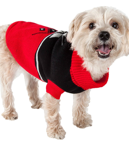 Pet Life ® Snow Flake Cable-Knitted Ribbed Fashion Turtle Neck Dog Sweater