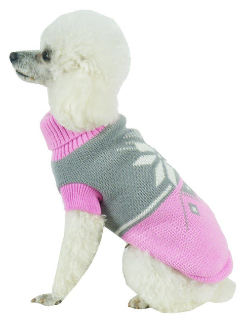 Load image into Gallery viewer, Pet Life ® Snow Flake Cable-Knitted Ribbed Fashion Turtle Neck Dog Sweater
