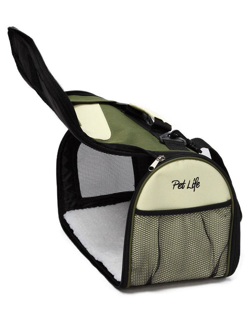Load image into Gallery viewer, Pet Life ® Sporty Mesh Airline Approved Zippered Folding Collapsible Travel Pet Dog Carrier
