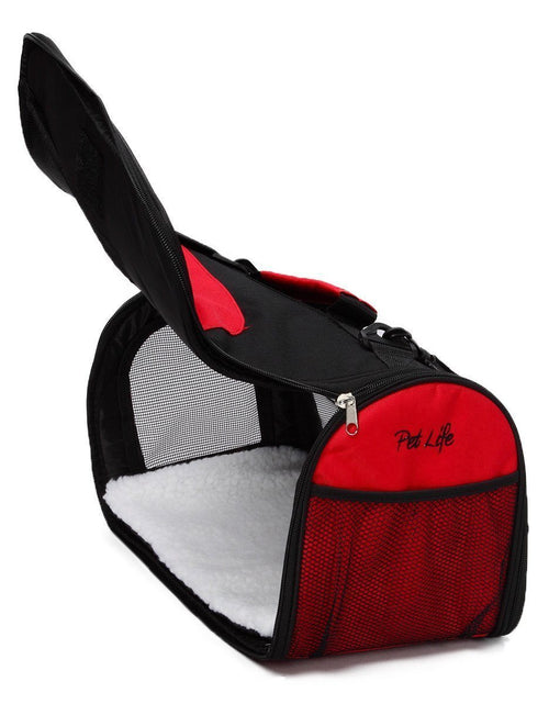Load image into Gallery viewer, Pet Life ® Sporty Mesh Airline Approved Zippered Folding Collapsible Travel Pet Dog Carrier
