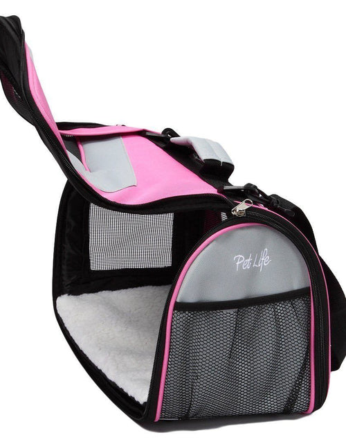 Load image into Gallery viewer, Pet Life ® Sporty Mesh Airline Approved Zippered Folding Collapsible Travel Pet Dog Carrier

