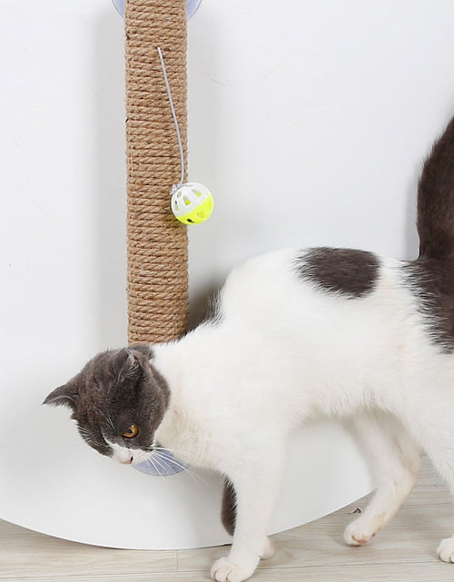 Load image into Gallery viewer, Pet Life ® 'Stick N' Claw' Sisal Rope and Toy Suction Cup Stick Shaped Cat Scratcher
