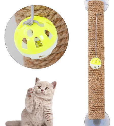 Pet Life ® 'Stick N' Claw' Sisal Rope and Toy Suction Cup Stick Shaped Cat Scratcher