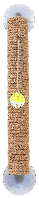 Load image into Gallery viewer, Pet Life ® 'Stick N' Claw' Sisal Rope and Toy Suction Cup Stick Shaped Cat Scratcher
