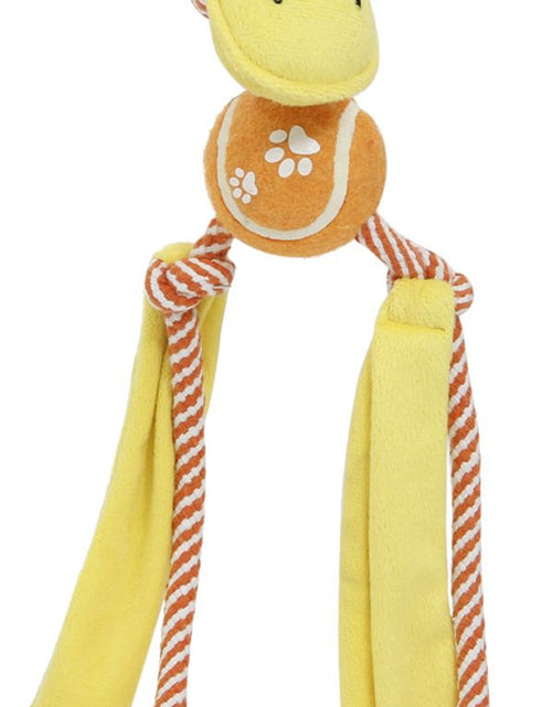 Load image into Gallery viewer, Pet Life ® 'Tennis Pawl' Rope  Squeaker and Crinkle Tennis Dog Toy
