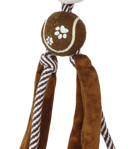 Pet Life ® 'Tennis Pawl' Rope  Squeaker and Crinkle Tennis Dog Toy