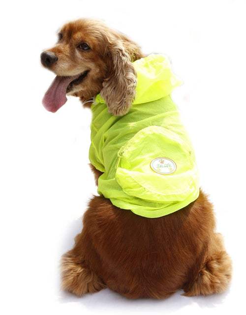 Load image into Gallery viewer, Pet Life ® 'Thunder Paw' Ultimate Waterproof Collapsible Multi-Adjustable Travel Dog Raincoat
