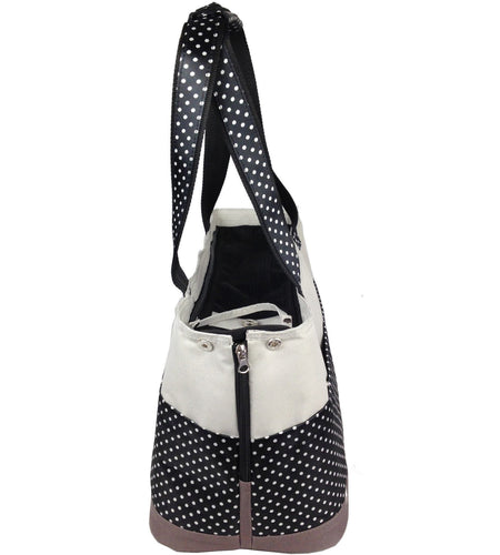 Pet Life ® 'Tote n' Boater' Trendy Spotted Designer Fashion Travel Pet Dog Carrier