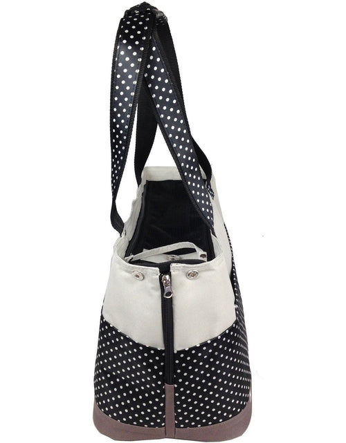 Load image into Gallery viewer, Pet Life ® 'Tote n' Boater' Trendy Spotted Designer Fashion Travel Pet Dog Carrier
