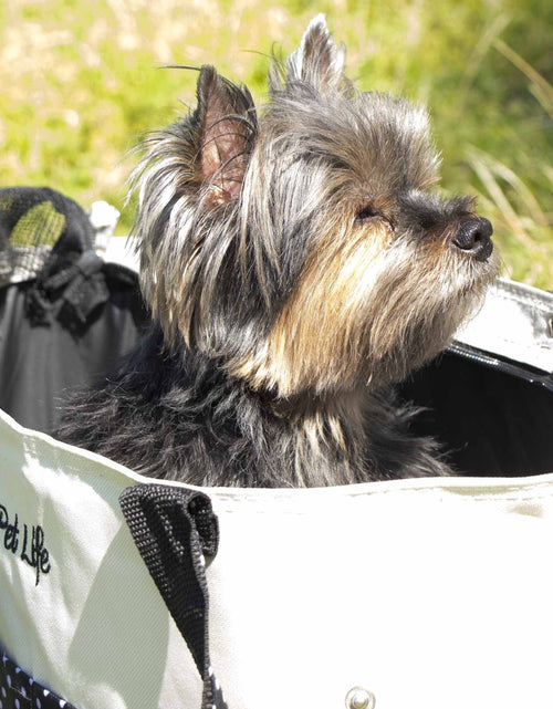 Load image into Gallery viewer, Pet Life ® 'Tote n' Boater' Trendy Spotted Designer Fashion Travel Pet Dog Carrier
